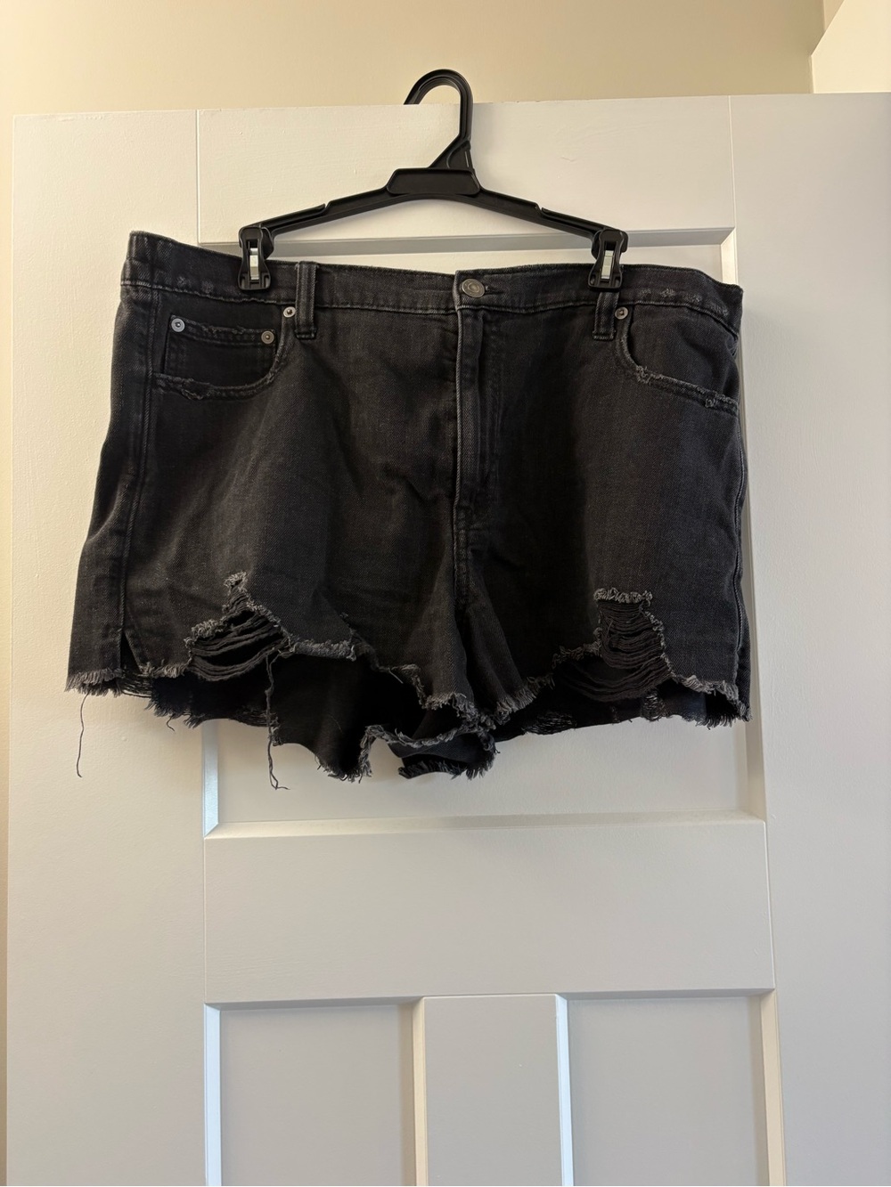 aerie Black Ripped Denim Cutoff Shorts